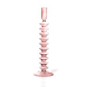 Rose Quartz Glass Taper Candle Holder