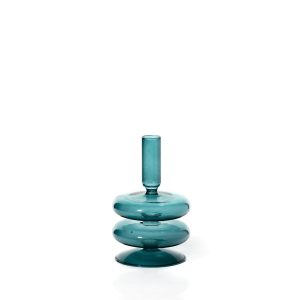 Ocean Teal Glass Taper Candle Holder