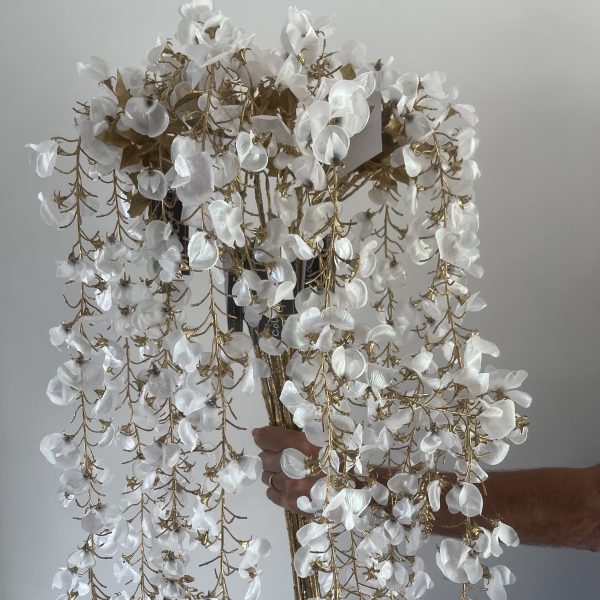 White & Gold Wisteria Spray