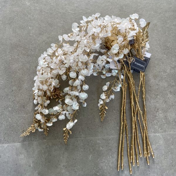 White & Gold Wisteria Spray
