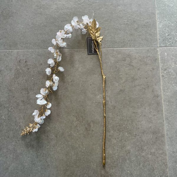 White & Gold Wisteria Spray
