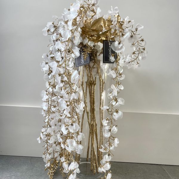 White & Gold Wisteria Spray