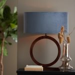 Dusty Blue Velour Cylinder Lampshade 58cm
