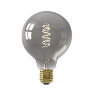 Calex E27 Flex Curly LED Titanium Glass G95 Globe Bulb (Dimmable)
