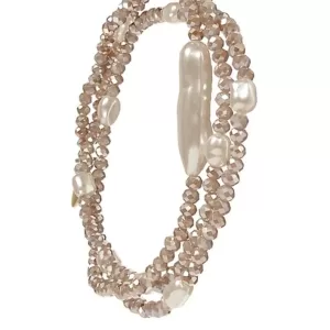 Crystals and Pearl Multi Strand Bracelet