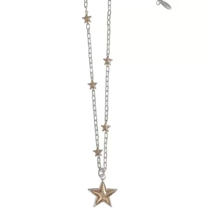 Star Drop Necklace with Star Studded Chain