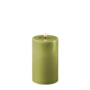 Battery Operated LED Candle 7.5cmx12.5cm Olive