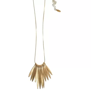 Necklace in Worn Gold with Fronds