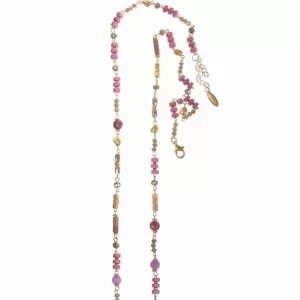 Lilac Wine/Gold Long Beaded Necklace
