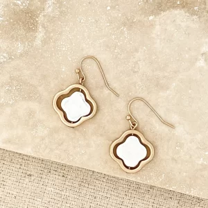 Two tone clover earrings