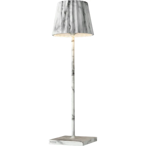White Marble Sompex Troll Outdoor Battery Table Lamp 2.0
