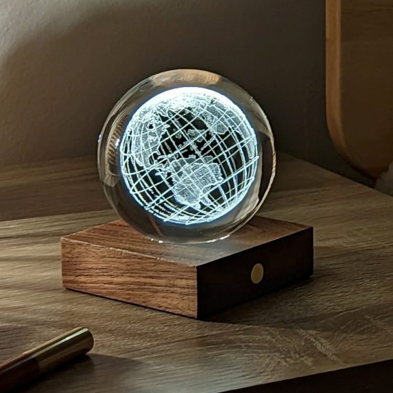 World Globe Amber Crystal Light