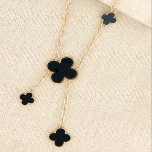 Black & Gold Multi Clover Necklace