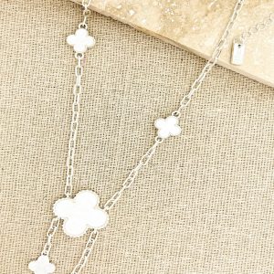White & Silver Multi Clover Necklace