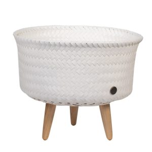 White Up Low Plant Basket Stand