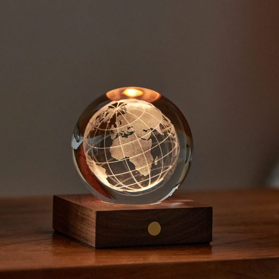 World Globe Amber Crystal Light