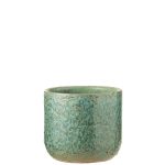 Small Leo Green Ceramic Flowerpot