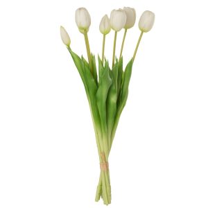 Faux Large White 7 Piece Tulip Bouquet
