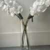 Artificial White Glitter Fabric Orchid Stem