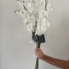 Artificial White Glitter Fabric Orchid Stem