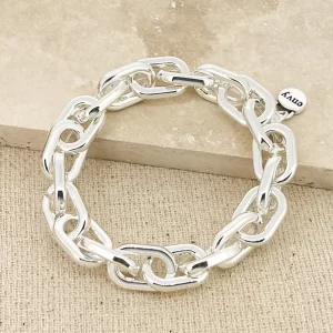 Silver Stretch Chain Link Bracelet