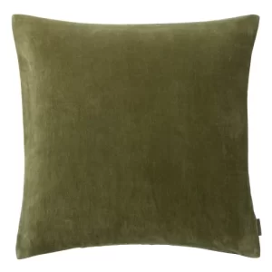 Olive Green Square Velvet Cushion