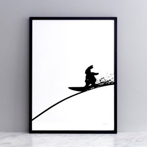 Framed Surfing Rabbit Print