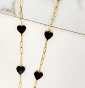 Black & Gold Multi Heart Necklace