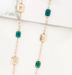 Gold & Blue Multi Stone Chain Necklace