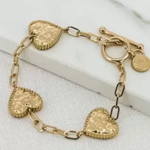 Gold Heart T Bar Bracelet