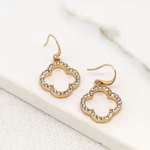 Gold & Diamante Open Fleur Earrings