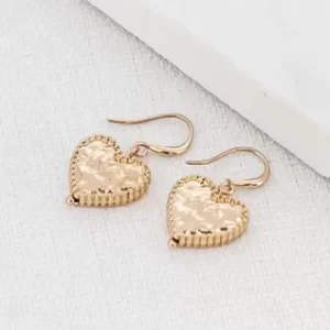 Gold Battered Heart Earrings