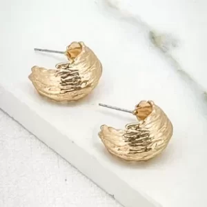Gold Textured Wide Loop Earrings