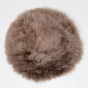 Silky Sheepskin Taupe Round Seat Pad 37cm