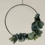 LED Hoop Half Wreath with Leaves and Lights 30cm