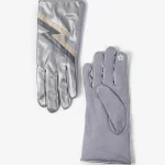 Silver Metallic Pu Lightning Bolt Gloves