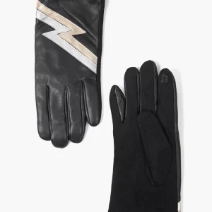 Black Metallic Pu Lightning Bolt Gloves