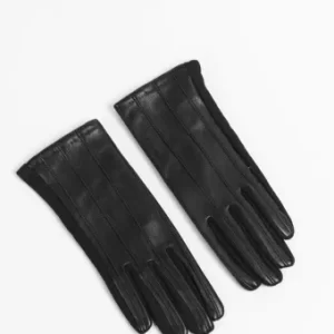 Black PU with Vertical Stitching Gloves