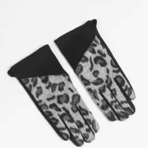 Black & Grey Leopard Print Gloves