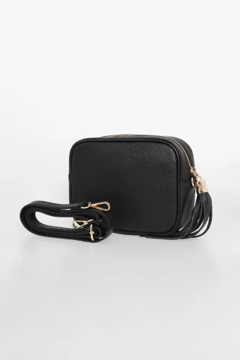 Black Italian Leather Camera Bag