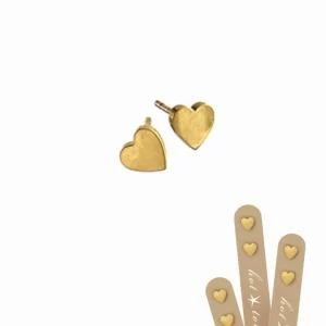 Mini Heart Studs - Stainless Steel with Worn Gold Finish