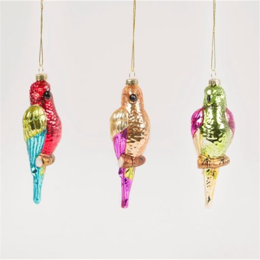 Colourful Parrot Christmas Bauble Gold