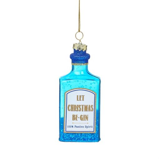 Blue Gin Bottle Christmas Bauble