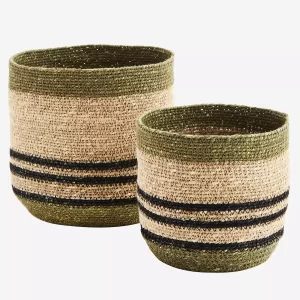 Large Seagrass Basket with Stitching