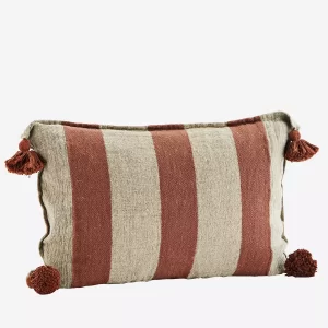 Rust Stripe Linen Cushion