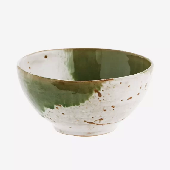White & Green Stoneware Bowl
