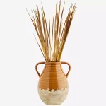 Mustard & Natural Stoneware Vase with Handles