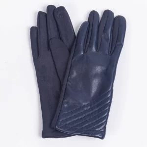 Navy PU with Diagonal Stitching Gloves