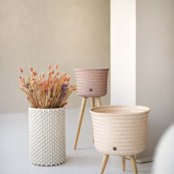 Copper Blush Up High Plant Basket Stand