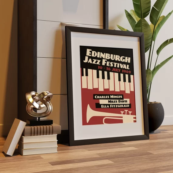 Edinburgh Vintage Jazz Music Print Ella Fitzgerald & Miles Davis